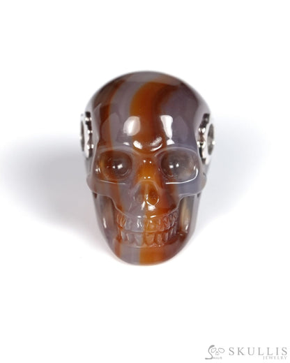 Skullis Signature Agate Gem Skull Pendant or Necklace Hand Carved for Women & Men - ZR19900069 Skull Pendants