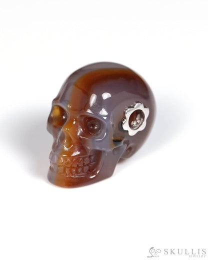 Skullis Signature Agate Gem Skull Pendant or Necklace Hand Carved for Women & Men - ZR19900069 Skull Pendants