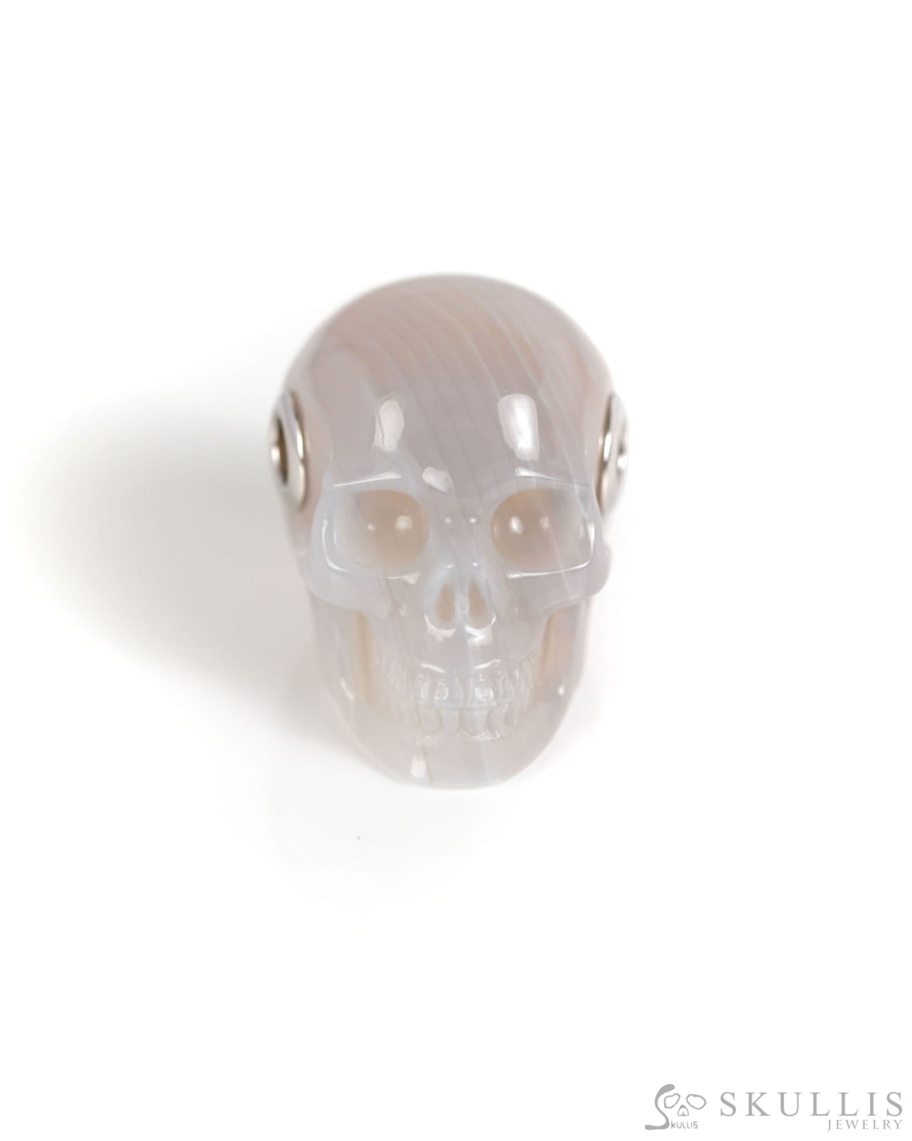 Skullis Signature Agate Gem Skull Pendant or Necklace Hand Carved Sterling Silver 925 Chain for Women & Men - 9900006