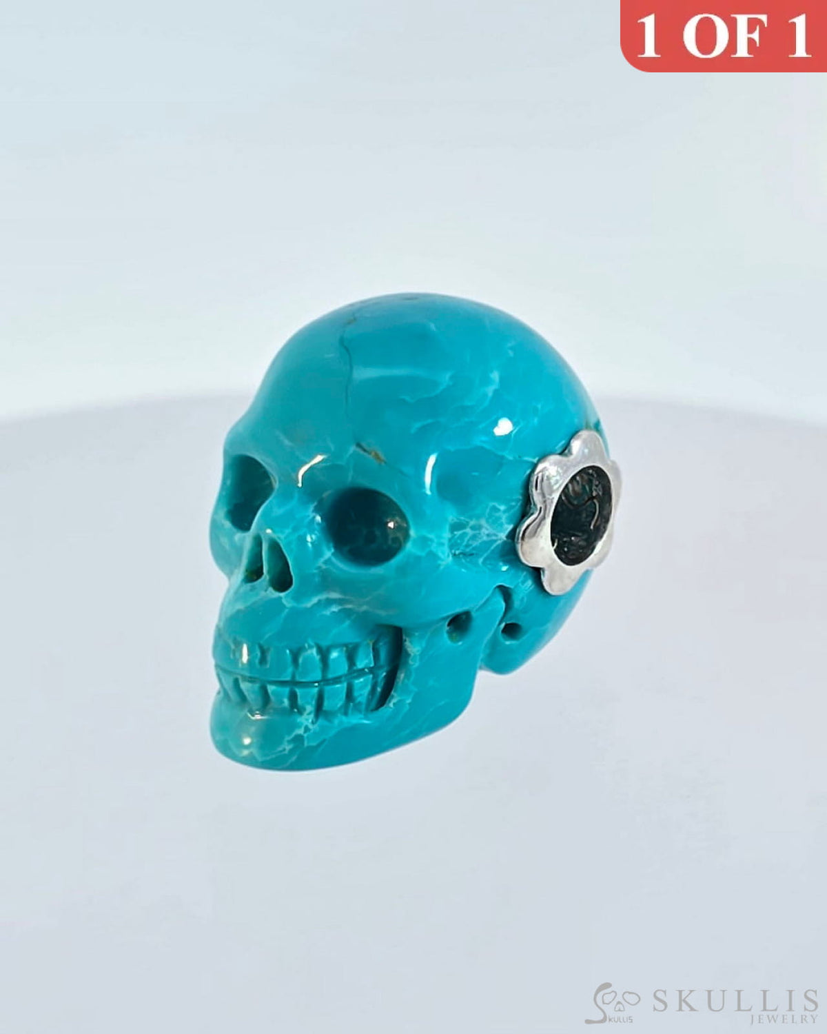 Skullis Signature Turquoise Gem Skull Pendant Or Necklace Hand Carved Sterling Silver.925 Chain For