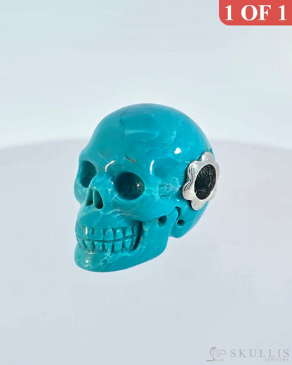 Skullis Signature Turquoise Gem Skull Pendant Or Necklace Hand Carved Sterling Silver.925 Chain For