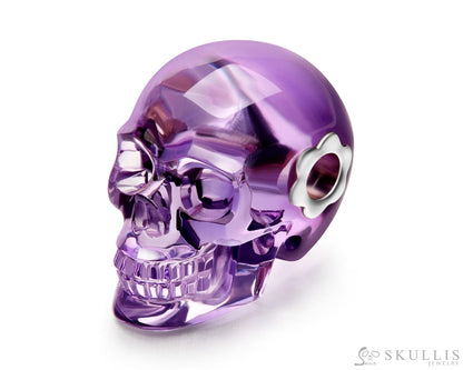 Skullis Signature Amethyst Gem Skull Pendant or Necklace Hand Carved Sterling Silver 925 Chain for Women & Men Skull