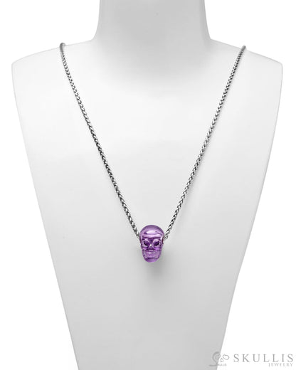 0.8 Gem Skull Pendant Necklace Of Amethyst Carved Pendants