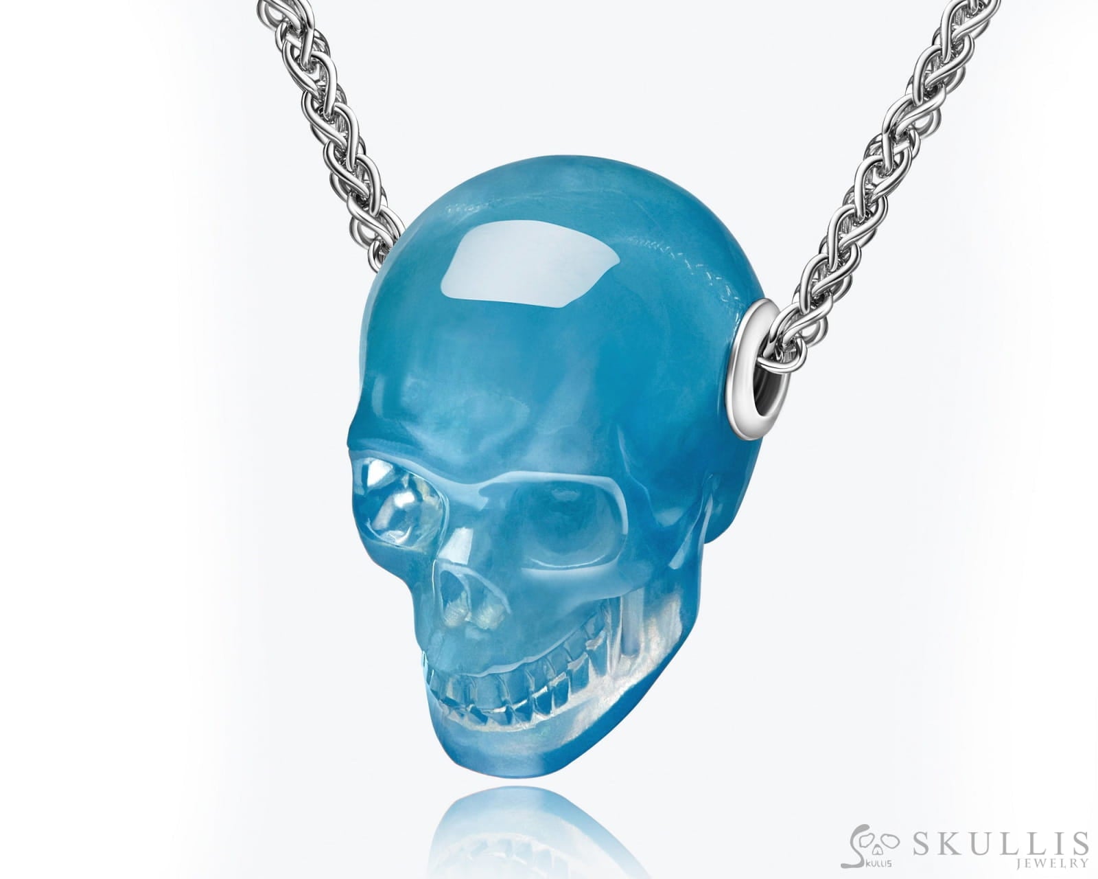 Gem Skull Pendant Necklace Of Aquamarine Carved Skull Pendant Without Chain Skull Pendants