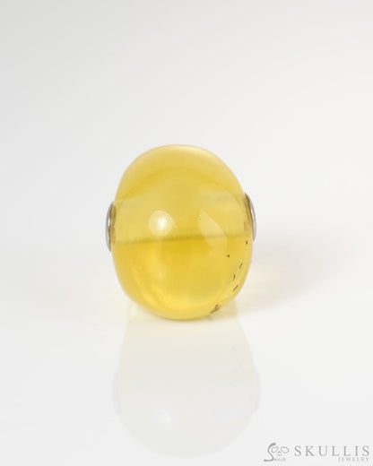 Skullis Signature Baltic Amber Gem Skull Pendant or Necklace Hand Carved Sterling Silver 925 Chain for Women & Men