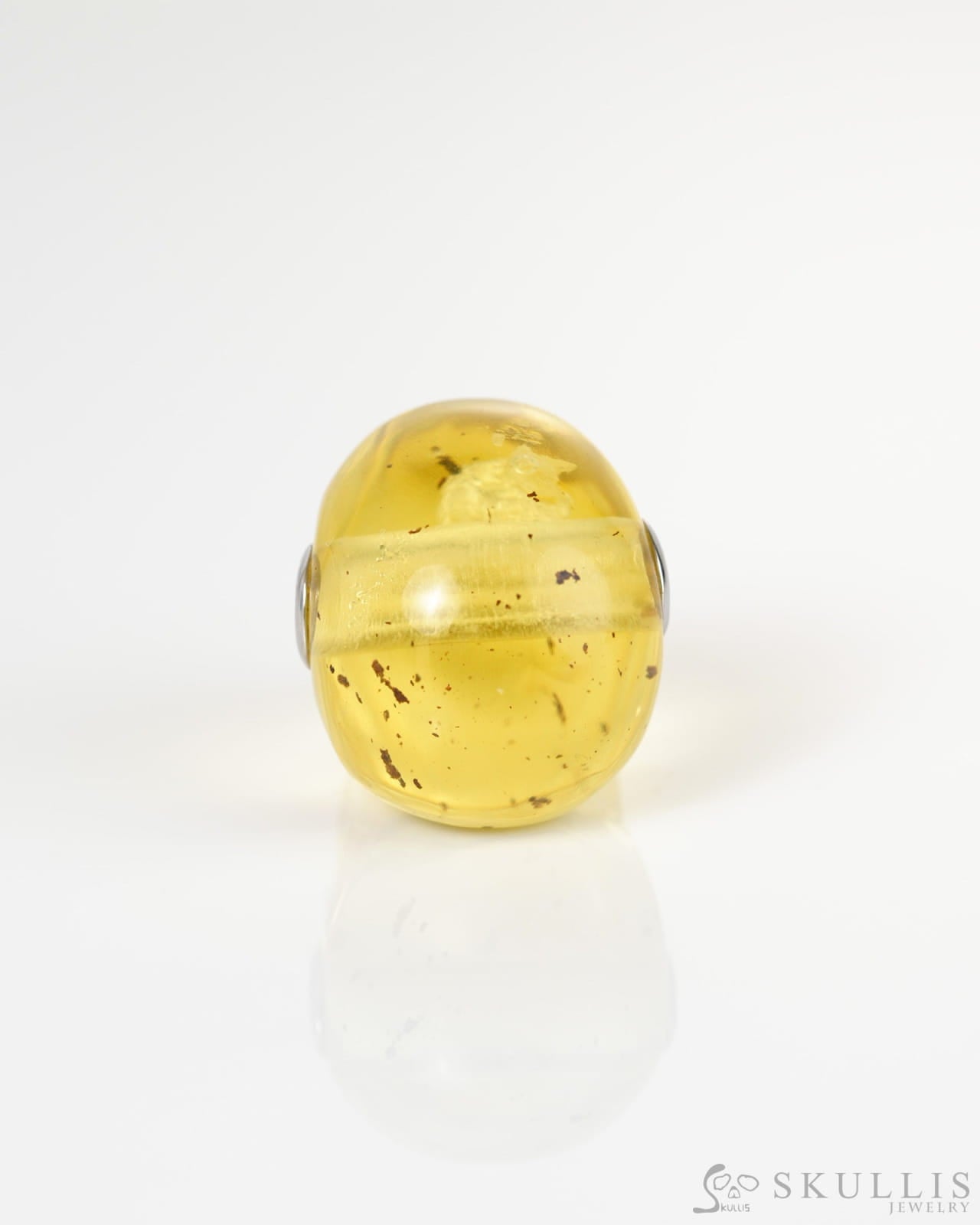 Skullis Signature Baltic Amber Gem Skull Pendant or Necklace Hand Carved Sterling Silver 925 Chain for Women & Men