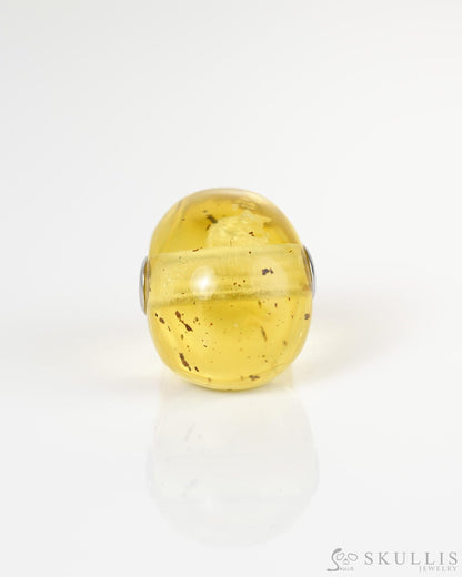 Skullis Signature Baltic Amber Gem Skull Pendant or Necklace Hand Carved Sterling Silver 925 Chain for Women & Men