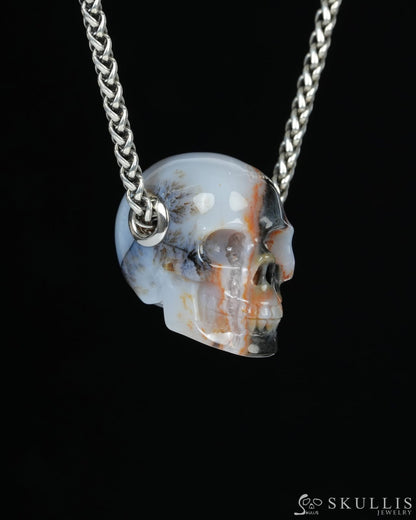 Skullis Signature Agate Gem Skull Pendant or Necklace Hand Carved for Women & Men -ZR19900186 Skull Pendants