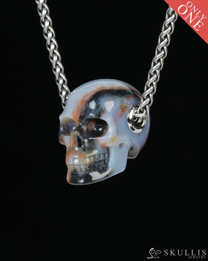 Skullis Signature Agate Gem Skull Pendant or Necklace Hand Carved for Women & Men -ZR19900186 Skull Pendants