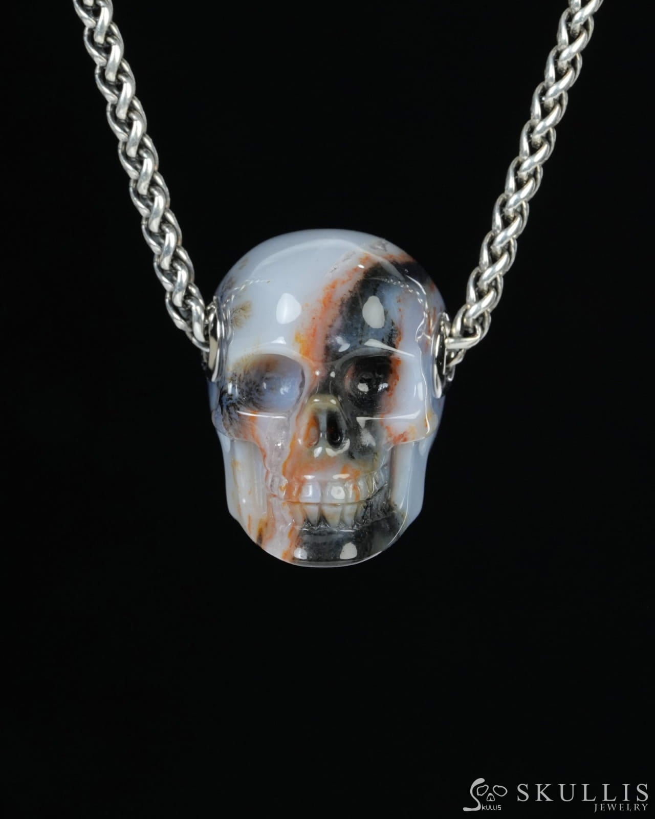 Skullis Signature Agate Gem Skull Pendant or Necklace Hand Carved for Women & Men -ZR19900186 Skull Pendants