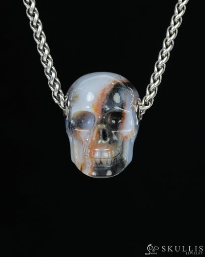 Skullis Signature Agate Gem Skull Pendant or Necklace Hand Carved for Women & Men -ZR19900186 Skull Pendants