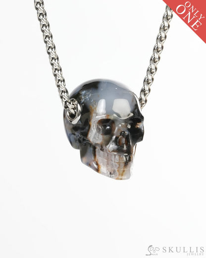 Skullis Signature Agate Gem Skull Pendant or Necklace Hand Carved for Women & Men -ZR19900187 Skull Pendants