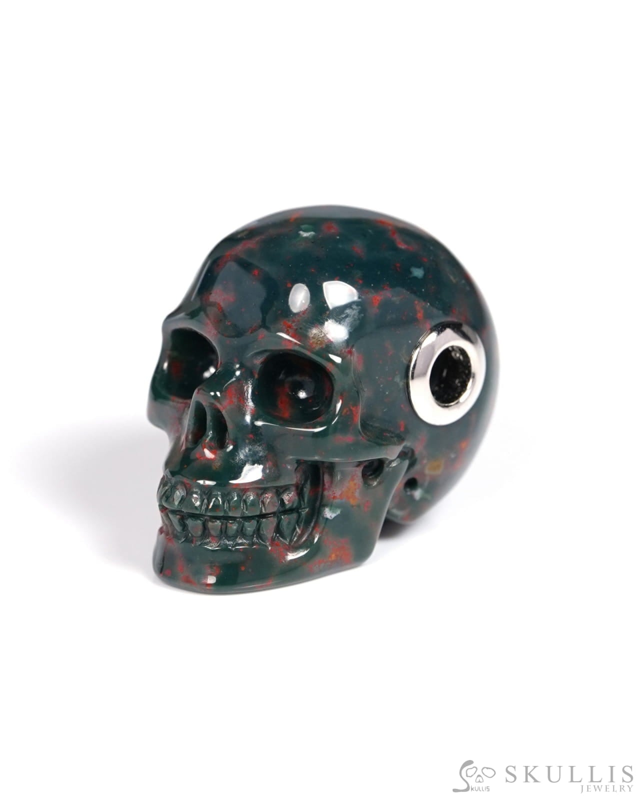 Skullis Signature Bloodstone Gem Skull Pendant or Necklace Hand Carved for Women & Men - ZR19900113 Skull Pendants
