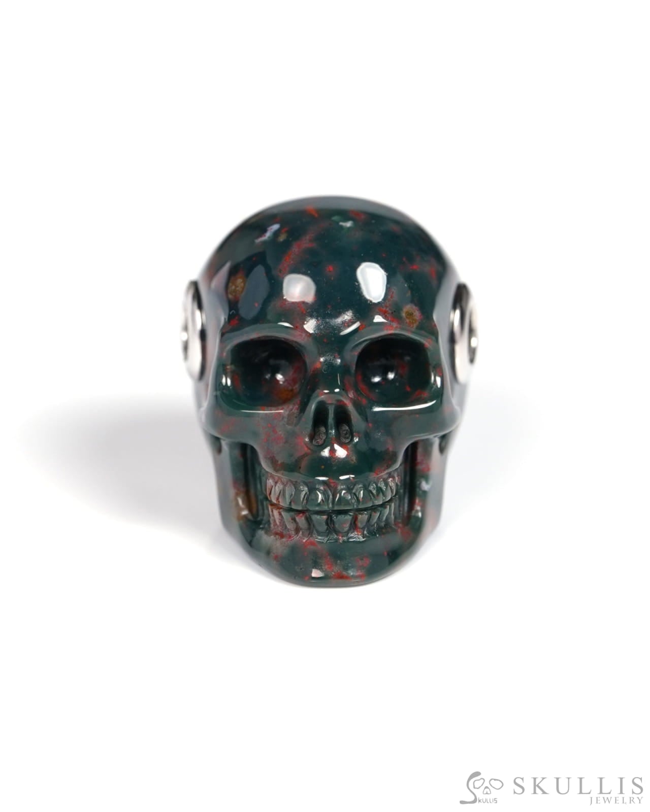Skullis Signature Bloodstone Gem Skull Pendant or Necklace Hand Carved for Women & Men - ZR19900113 Skull Pendants
