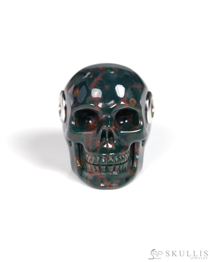 Skullis Signature Bloodstone Gem Skull Pendant or Necklace Hand Carved for Women & Men - ZR19900113 Skull Pendants
