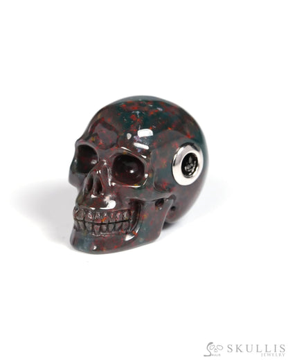 Skullis Signature Bloodstone Gem Skull Pendant or Necklace Hand Carved for Women & Men - ZR19900114 Skull Pendants