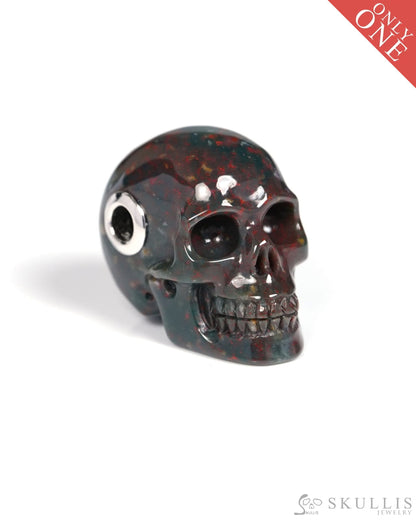 Skullis Signature Bloodstone Gem Skull Pendant or Necklace Hand Carved for Women & Men - ZR19900114 Skull Pendants