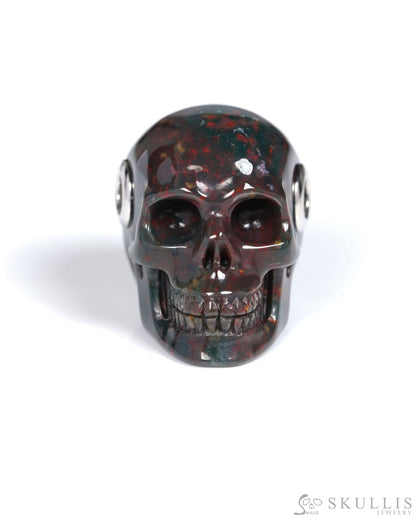 Skullis Signature Bloodstone Gem Skull Pendant or Necklace Hand Carved for Women & Men - ZR19900114 Skull Pendants