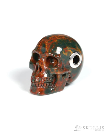 Skullis Signature Bloodstone Gem Skull Pendant or Necklace Hand Carved for Women & Men - ZR19900115 Skull Pendants