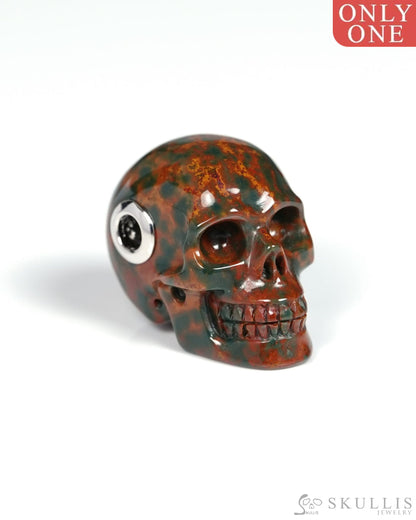Skullis Signature Bloodstone Gem Skull Pendant or Necklace Hand Carved for Women & Men - ZR19900115 Skull Pendants