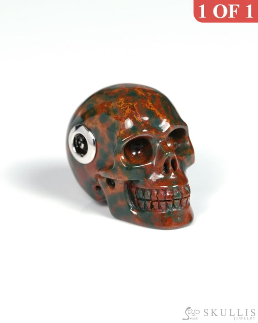Skullis Signature Bloodstone Gem Skull Pendant or Necklace, Hand Carved, for Women & Men - ZR19900115