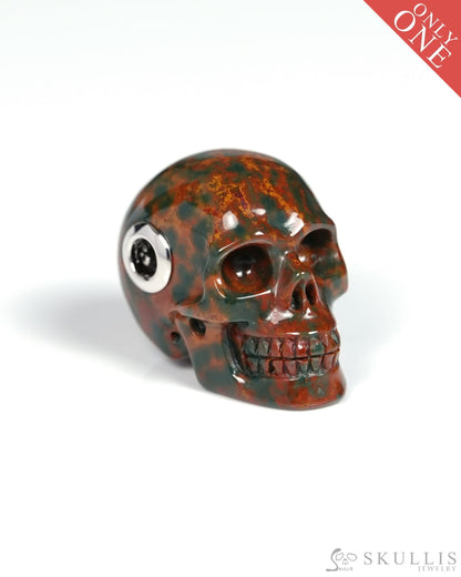 Skullis Signature Bloodstone Gem Skull Pendant or Necklace Hand Carved for Women & Men - ZR19900115 Skull Pendants