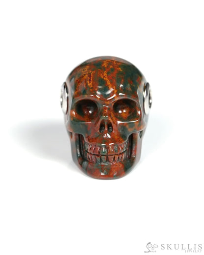 Skullis Signature Bloodstone Gem Skull Pendant or Necklace Hand Carved for Women & Men - ZR19900115 Skull Pendants