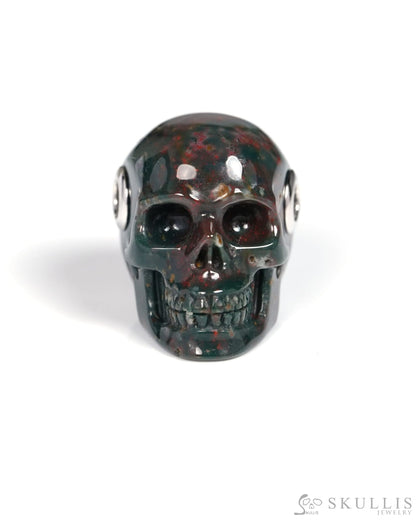 Skullis Signature Bloodstone Gem Skull Pendant or Necklace Hand Carved for Women & Men - ZR19900116 Skull Pendants