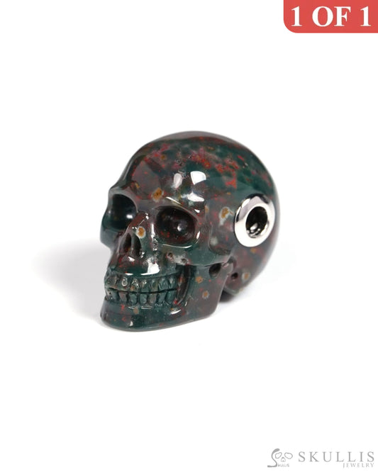 Skullis Signature Bloodstone Gem Skull Pendant or Necklace, Hand Carved, for Women & Men - ZR19900116