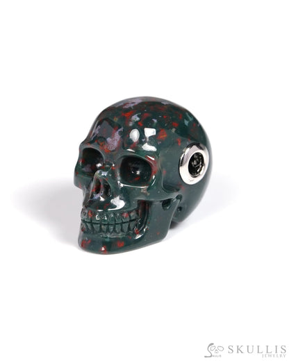 Skullis Signature Bloodstone Gem Skull Pendant or Necklace Hand Carved for Women & Men - ZR19900117 Skull Pendants
