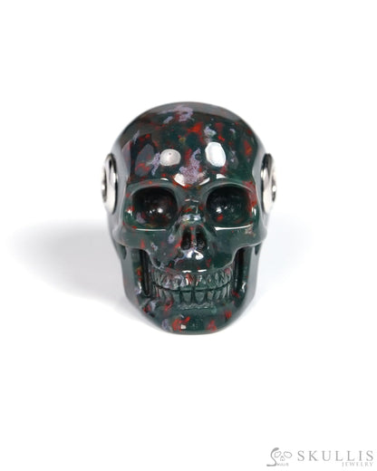 Skullis Signature Bloodstone Gem Skull Pendant or Necklace Hand Carved for Women & Men - ZR19900117 Skull Pendants