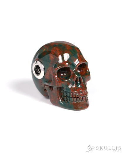 Skullis Signature Bloodstone Gem Skull Pendant or Necklace Hand Carved for Women & Men - ZR19900118 Skull Pendants
