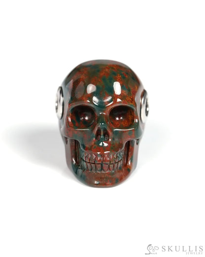 Skullis Signature Bloodstone Gem Skull Pendant or Necklace Hand Carved for Women & Men - ZR19900118 Skull Pendants