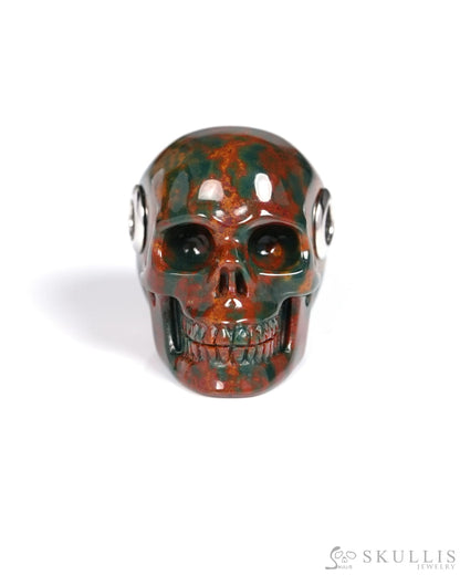 Skullis Signature Bloodstone Gem Skull Pendant or Necklace Hand Carved for Women & Men - ZR19900119 - Skull Pendants