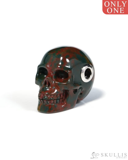 Skullis Signature Bloodstone Gem Skull Pendant or Necklace Hand Carved for Women & Men - ZR19900121 - Skull Pendants