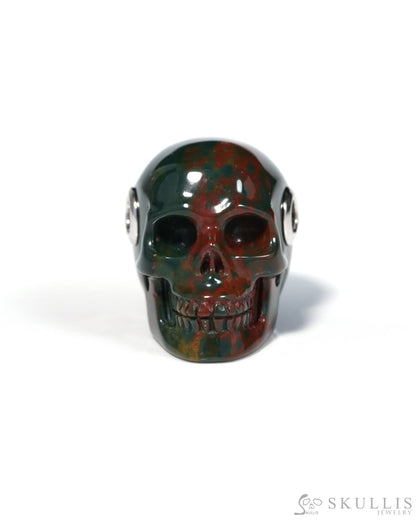 Skullis Signature Bloodstone Gem Skull Pendant or Necklace Hand Carved for Women & Men - ZR19900121 - Skull Pendants