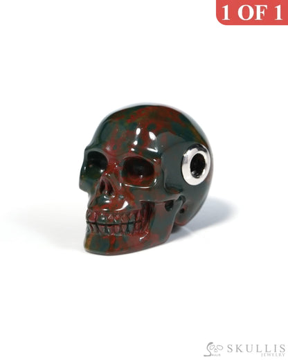 Skullis Signature Bloodstone Gem Skull Pendant or Necklace Hand Carved for Women & Men - ZR19900121 - Skull Pendants