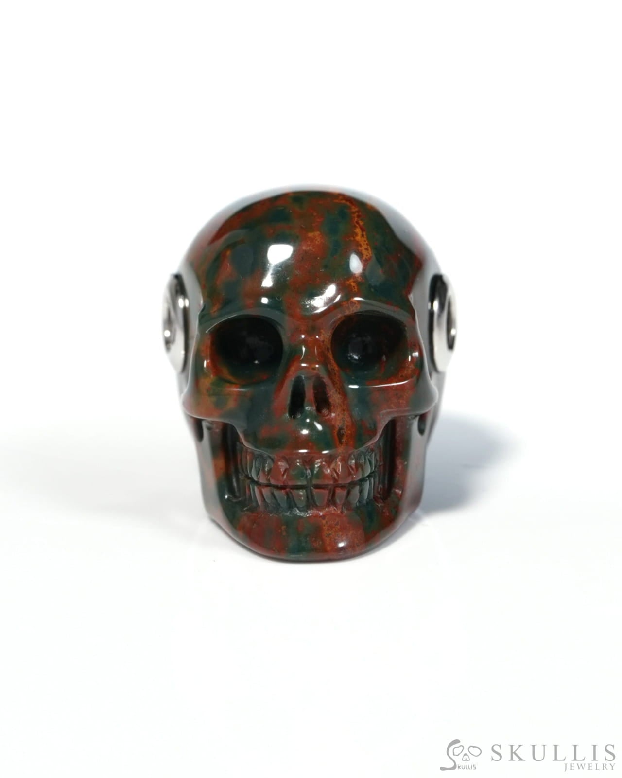 Skullis Signature Bloodstone Gem Skull Pendant or Necklace Hand Carved for Women & Men - ZR19900122 - Skull Pendants
