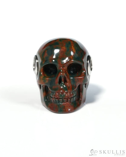 Skullis Signature Bloodstone Gem Skull Pendant or Necklace Hand Carved for Women & Men - ZR19900122 - Skull Pendants
