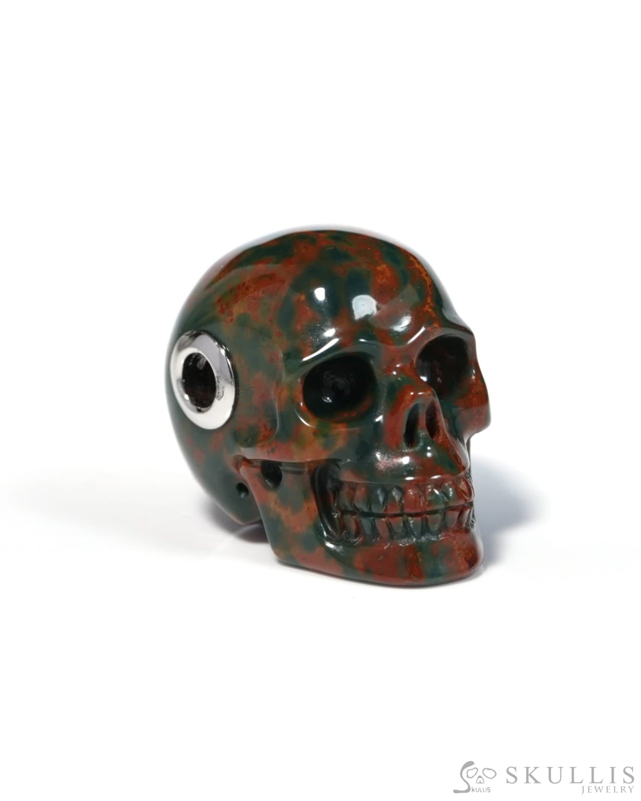 Skullis Signature Bloodstone Gem Skull Pendant or Necklace Hand Carved for Women & Men - ZR19900122 - Skull Pendants