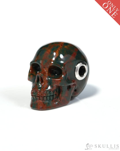 Skullis Signature Bloodstone Gem Skull Pendant or Necklace Hand Carved for Women & Men - ZR19900122 - Skull Pendants