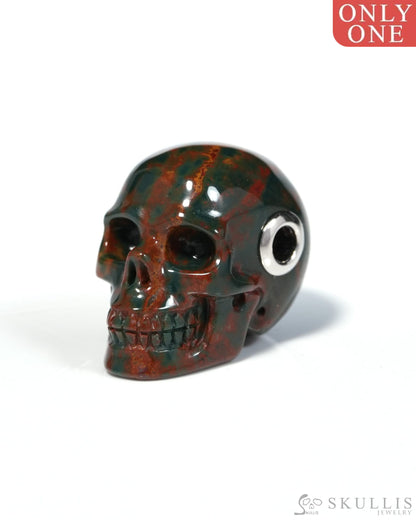 Skullis Signature Bloodstone Gem Skull Pendant or Necklace Hand Carved for Women & Men - ZR19900122 - Skull Pendants