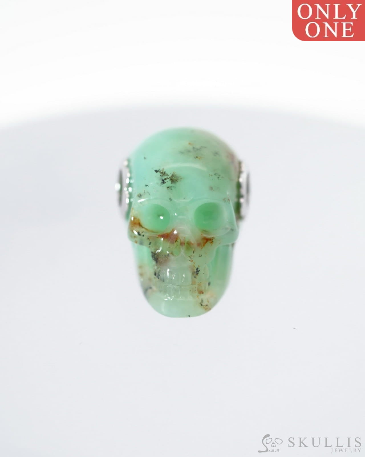 Skullis Signature Chrysoprase Gem Skull Pendant or Necklace Hand Carved for Women & Men - 0500019 Skull Pendants