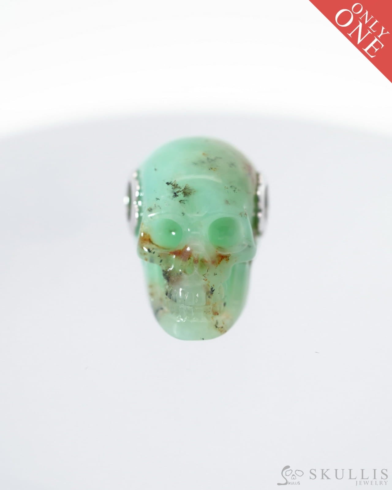 Skullis Signature Chrysoprase Gem Skull Pendant or Necklace Hand Carved for Women & Men - 0500019 Skull Pendants