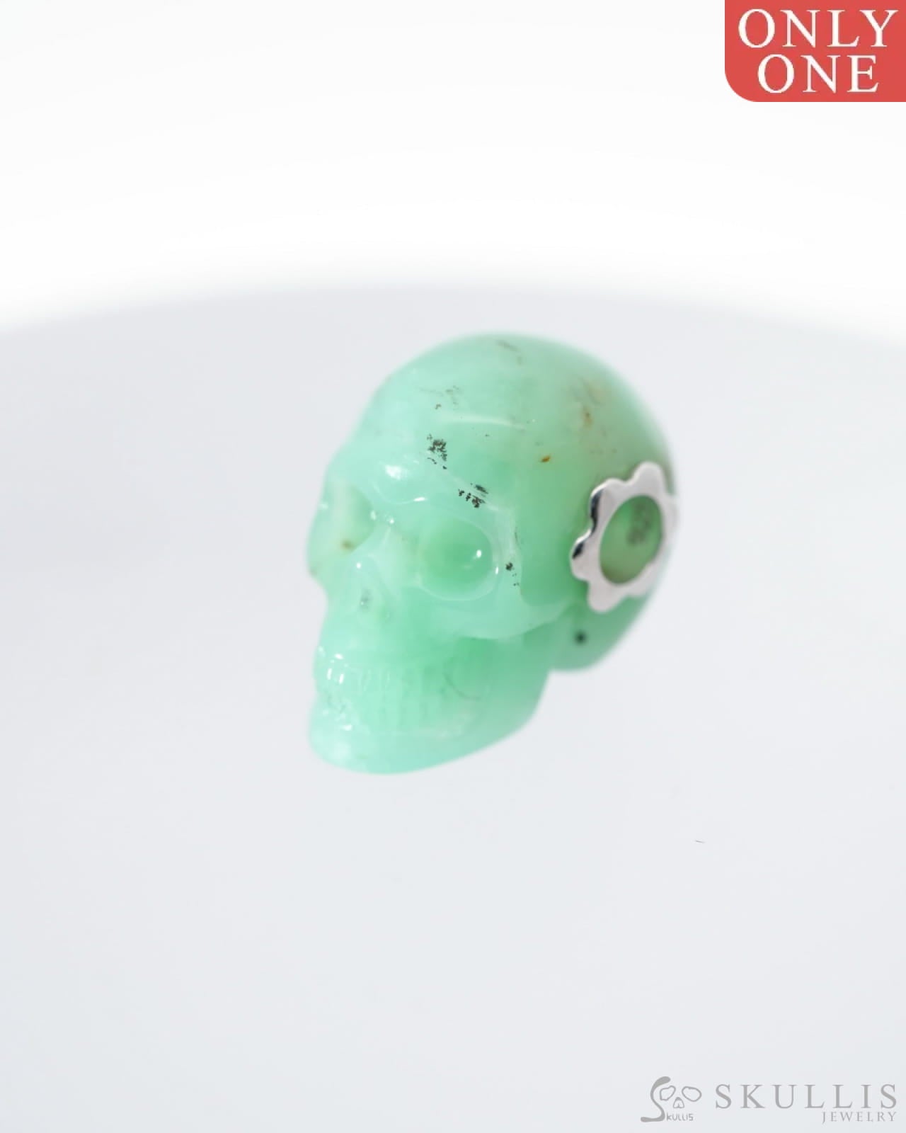 Skullis Signature Chrysoprase Gem Skull Pendant or Necklace Hand Carved for Women & Men - 0500020 Skull Pendants