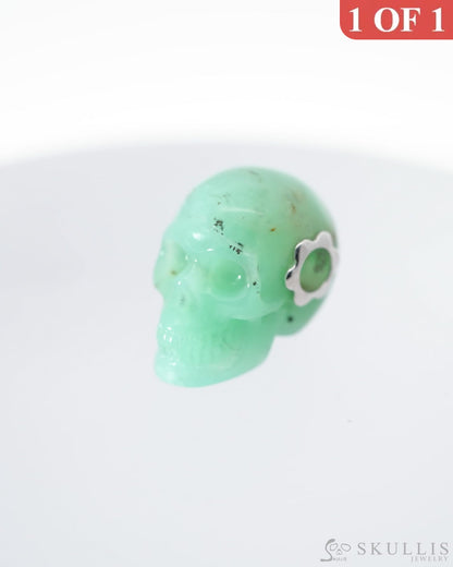 Skullis Signature Chrysoprase Gem Skull Pendant or Necklace Hand Carved for Women & Men - 0500020 Skull Pendants