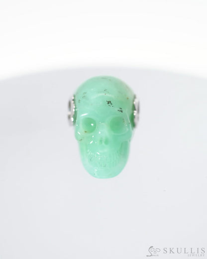 Skullis Signature Chrysoprase Gem Skull Pendant or Necklace Hand Carved for Women & Men - 0500020 Skull Pendants