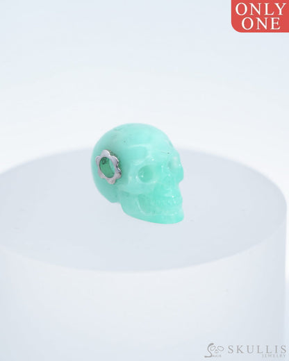Skullis Signature Chrysoprase Gem Skull Pendant or Necklace Hand Carved for Women & Men - 0500042 Skull Pendants