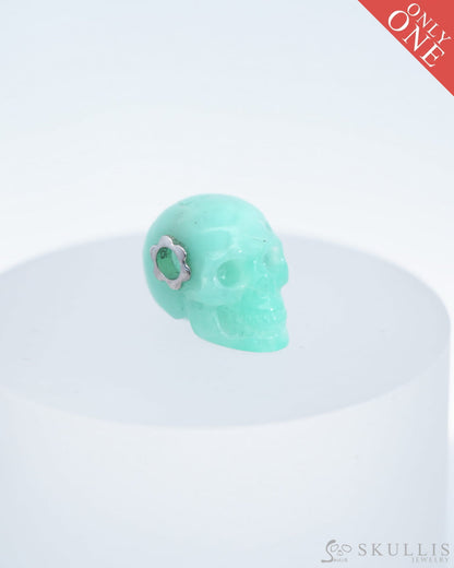 Skullis Signature Chrysoprase Gem Skull Pendant or Necklace Hand Carved for Women & Men - 0500042 Skull Pendants