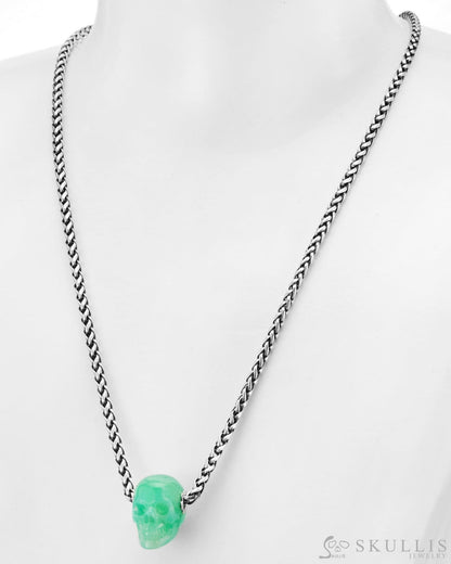 Gem Skull Pendant Necklace Of Chrysoprase Carved Skull Skull Pendants